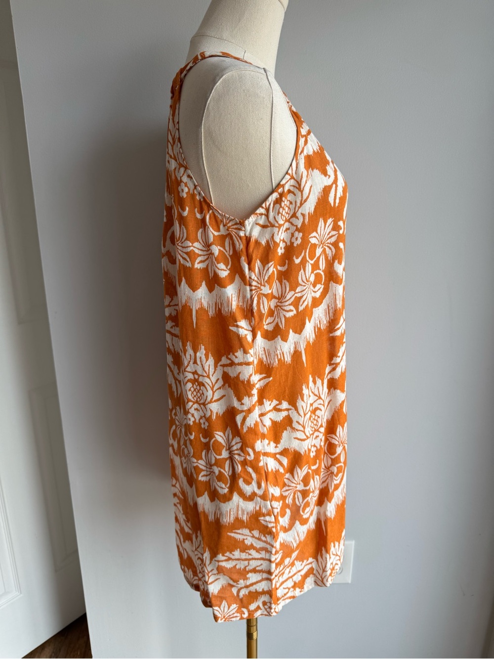 Rachel Zoe Tropical Linen Blend Dress XS Mustard Floral Vacation Beach Boho Cute - Picture 5 of 10
